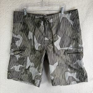 Simms Swim Trunks Board Shorts Mens 38 Solarflex Rain Camo Fishing Cargo Surf